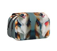 CADREWY Wearing Clothes Cute Corgi Dogs Print Functional Pencil Case Smooth Zipper Travel Office Supplies Comfortable Daily Use