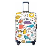 CADREWY - White Hand Drawn Feather Travel Luggage Protective Cover with Elastic Anti-Scratch Carry On, Black, CH