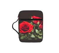 CADREWY Wine And Red Rose Print Bible Storage Bag For Men Women Waterproof Religious Organizer Scripture Holder