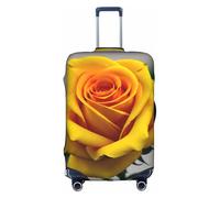 CADREWY Yellow Rose Print Decorative Washable Luggage Cover Personalized Anti Scratch Suitcase Protector, White, M