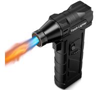 Cadrim Kitchen Blow Torch, 1300°C Flame, Refillable Kitchen Gas Torch, Cooking Torch with Adjustable Flame and Safety Lock for Desserts, BBQ