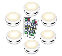 Cadrim Night Lights 6 Pack Under Cabinet Lights Closet Lighting Wardrobe Cupboard Lights with Remote Controls Battery Powered LED Lights Kitchen Bookcase Showcase Brightness Adjustable Wireless Timer