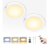Cadrim Rechargeable Motion Sensor Night Light 7.5-inch 250LM Wireless Remote USB LED Battery Powered, Portable Bath Ceiling Light Basement Bedroom Closet Outside Indoor