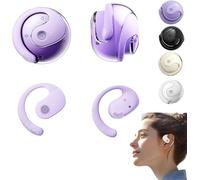 Caduola 2024 New Upgraded Open 3D Stereo Hanging Bluetooth 5.4 Earphones, Small Coconut Ball Bluetooth Earphone, Earphone Wireless Bluetooth (purple)