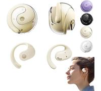 Caduola 2024 New Upgraded Open 3D Stereo Hanging Bluetooth 5.4 Earphones, Small Coconut Ball Bluetooth Earphone, Earphone Wireless Bluetooth (beige)