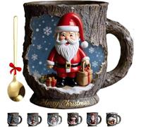 Caduola Christmas Themed Mugs Collection, 3D Cute Merry Christmas Ceramic Cup with Festive Design, Dishwasher and Microwave Safe, Unique Xmas Holiday Coffee Mug for Hot Beverages (Santa)