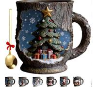 Caduola Christmas Themed Mugs Collection, 3D Cute Merry Christmas Ceramic Cup with Festive Design, Dishwasher and Microwave Safe, Unique Xmas Holiday Coffee Mug for Hot Beverages (Tree)