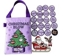 Caduola F*ckin’ Holiday Vibes Embroidered Tote, Funny Cute Canvas Tote Bags, Funny Bad Santa Holiday Canvas Bag with 19 ‘Zero F’s Given’ Coins & Bonus (C)