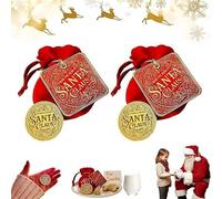 Caduola Santa Gold Coin -‘Thank You for The Milk & Cookies’! Gold Alloy Santa Claus Coins Christmas Art Souvenir, Stocking Stuffers Blessing Presents for Family Friends Collector (2pcs)