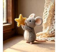 Caduola Starry Night Felt Mice, Christmas Handmade Felt Mice Ornament, Mini Fashionable Mouse Collectible, White Mouse Animal Figurines, Tabletop Gifts for Holiday Home Party Decoration (D)