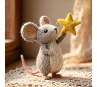 Caduola Starry Night Felt Mice, Christmas Handmade Felt Mice Ornament, Mini Fashionable Mouse Collectible, White Mouse Animal Figurines, Tabletop Gifts for Holiday Home Party Decoration (E)