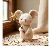 Caduola Starry Night Felt Mice, Christmas Handmade Felt Mice Ornament, Mini Fashionable Mouse Collectible, White Mouse Animal Figurines, Tabletop Gifts for Holiday Home Party Decoration (B)