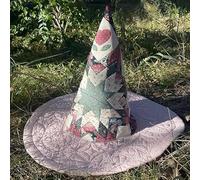 Caduola Vintage Cottagecores Halloween Witch Hat, The Prairie Misfit Handmade Quilt Witch Hat, Renaissance Costume Witchy Vibes (B)