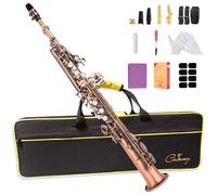 Cadway Bb Soprano Saxophone Straight Gold Laquer Sax Instruments for Beginners Students Intermediate Players with Carrying Case,White Gloves.Cleaning kit.neck Strap.Mouthpiece (Antique copper)
