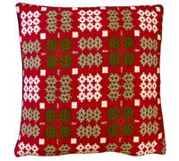 Cadwyn Cymru Red, White and Green Welsh Tapestry Cushion - Traditional Caernarfon Pattern