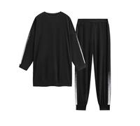Cadymile Womens Muslim Tracksuit Set Crew Neck Sweatsuits Simple Training Dubai Style Sweatpants, Black, Medium