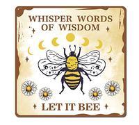 CAEATCABIN Metal Vintage Tin Signs Whisper Words of Wisdom Let It Bee Signs Square Funny Signs Bumble Bees Wall Poster Decor for Home Kitchen Garage Indoor Outdoor 12 x 12 Inch