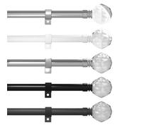 Caecus Blinds Eyelet Metal Extendable Curtain Pole 25/28 120-220Cm Polished Chrome Crystal