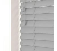 Caecus Blinds Faux Wood String Venetian Blind 50mm Slats Light Grey 195Cm Width X 160Cm Drop