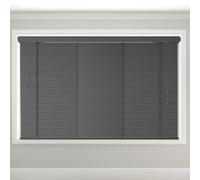 Caecus Blinds Real Wood Venetian Blind Dark Grey, 135Cm Width X 200Cm Drop, String