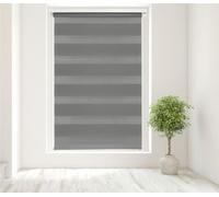 Caecus Dark Grey Day and Night Zebra Roller Blind Dual Layer Fabric Aluminium Rail Easy Fit Home Office Bedroom Kids Room Easy Fit 100cm Width x 160cm Drop