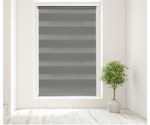 Caecus Dark Grey Day and Night Zebra Roller Blind Dual Layer Fabric Aluminium Rail Easy Fit Home Office Bedroom Kids Room Easy Fit 130cm Width x 160cm Drop