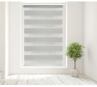 Caecus Light Grey Day and Night Zebra Roller Blind Dual Layer Fabric Aluminium Rail Easy Fit Home Office Bedroom Kids Room Easy Fit 90cm Width x 210cm Drop