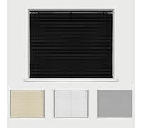 Caecus PVC Window Venetian Blinds Strong Trimmable Easy Fit Child Safe Home Office - Black 210cm Width x 150cm Drop