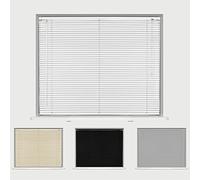 Caecus PVC Window Venetian Blinds Strong Trimmable Easy Fit Child Safe Home Office - White 120cm Width x 150cm Drop