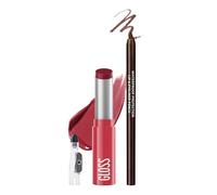 Caedelfly 2PCS Lip Combo Set, Moisturizing Berry Lipstick & Lip Liner Makeup Kit, Hydrating Lipstick & Waterproof Creamy Brown Lip Liner Pencil with Sharpener Makeup Kit for Women-Set 03
