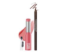 Caedelfly Moisturizing Lip Combo Set, Moisturizing Lipstick & Lip Liner Makeup Kit, Hydrating Nude Pink Lipstick & Waterproof Creamy Brown Lip Liner Pencil with Sharpener Makeup Kit for Women-Set 07