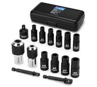 CaeeKee 15PCS 1/4" & 3/8" Drive Magnetic Tap Socket Set, for 1/2", 1/8" NPT & 12mm Metric Taps, Tap Holder Sockets with Adjustable Jaw, Screw Extractors (#6-1/2"), MCTI Standard, Includes Adapters