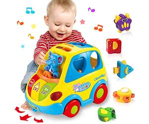 CAEGALKIMY Baby Toys for 1 Years Old Boys Girls Crawling Toy 6 to 12 Months | Education Shape Sort Car with Music, Ligh, Bump and Go Toys for Boys 1st Birthday Gifts for Kids Christmas