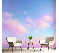 CAEITLRSO 3D Panoramic Blue Purple Wallpaper Murals, Dreamy Healing Sky Silk Wall Murals, Rainbow Clouds, Living Room Kitchen Dining Room Bedroom Wallpaper 200x140cm (W x H)
