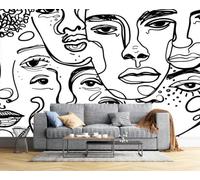 CAEITLRSO 3D Photo Wall Murals, Minimalist Graffiti Style Wallpaper, Removable Silk Murals for Bedroom Living Bedroom Office Wall Stickers Home Decoration 400x280cm, Abstract Facial Lines