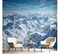 CAEITLRSO 3D Photo Wall Murals, Natural Wonder Wallpaper, Removable Silk Murals for Bedroom Living Bedroom Office Wall Stickers Home Decoration 200x140cm, Snow Capped Mountains Sea of Clouds