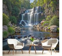 CAEITLRSO 3D Wall Mural Forest Wonder Print Photo Wallpaper, Waterfall Cliff Silk Wall Mural Decoration Poster Picture Design 450x315cm (W x H) Mural for Living Room Bedroom