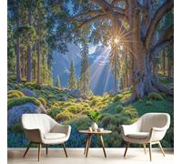 CAEITLRSO 3D Wall Mural Natural Wonders Print Photo Wallpaper, Forest Light and Shadow Silk Wall Mural Decoration Poster Picture Design 350x256cm (W x H) Mural for Living Room Kids Bedroom