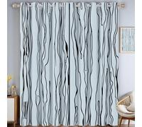 CAEITLRSO Abstract Bark Blackout Curtains for Living Room and Bedroom, Seamless Privacy Thermal Insulated Noise Reduction Eyelet Drapes for Home Decor, W 66.1" x L 90.2", Light Blue Black, 2 Panels