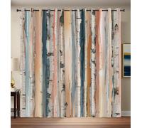 CAEITLRSO Birch Bark Curtains Eyelet Soft Thermal Blackout Curtains Elegant Striped Ring Top Soundproof Window Drapes for Bedroom Living Room Home Decoration 66.1 x 72 Inch Drop 2 Panels