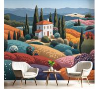 CAEITLRSO Bohemian Abstract Natural Style Wallpaper - Retro Fields and Hills Wall Mural - Silk Wall Murals for Living Room Bedroom - Photo Wallpaper & Home Decor Art - 450x315cm, Green
