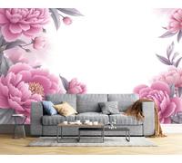 CAEITLRSO Bohemian Pastoral Flowers Wallpaper - Watercolor Peony Buds Wall Mural - Silk Wall Murals for Living Room Bedroom - Photo Wallpaper & Home Decor Art - 400x280cm, Light Purple
