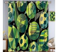 CAEITLRSO Cartoon Football Blackout Curtains Eyelet, Triangle Stripes Eyelet Blackout Thermal Window Drapes for Bedroom Living Room Dining Room Office 2 Panels 66.1 x 90.2 Inch
