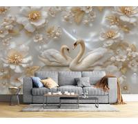 CAEITLRSO Classic Luxury Floral Wall Murals, Swan Pearl Flower Mural Wall Silk Fabric, uv-Resistant, Large Photo Wallpaper for Living Room Bedroom Kitchen Office Kids, 400x280cm