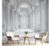 CAEITLRSO Classical European Architecture Wallpaper Peel and Stick Wallpaper 400x280cm DIY Rome Palace Panoramic Mural for Children's Room Laundry Room Bedroom Walls Decor, Light Gray