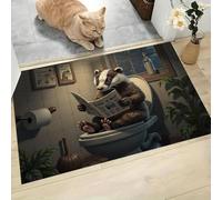 CAEITLRSO Cute Humorous Animals Doormats Inside Washable Non-slip 40x60cm Reading Little Bear Door Mat, Dirt Resist Entrance Mat Rug Low Profile Floor Mat for Front Door Kitchen Bathroom, Brown