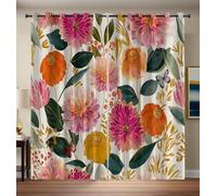 CAEITLRSO Dahlias Marigolds Curtains Eyelet Soft Thermal Blackout Curtains Beautiful Nature Ring Top Soundproof Window Drapes for Bedroom Living Room Home Decoration 66.1 x 72 Inch Drop 2 Panels