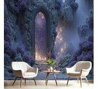 CAEITLRSO Dark Fantasy Style Wallpaper Peel and Stick Wallpaper 450x315cm DIY Mysterious Magic Arch Panoramic Mural for Cabinets Children's Room Laundry Room Bedroom Walls Decor, Gray Purple