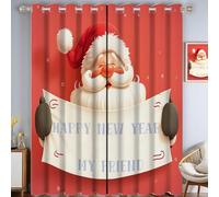 CAEITLRSO Dear Santa Claus Blackout Curtains Eyelet, Happy New Year My Friend Eyelet Blackout Thermal Window Drapes for Bedroom Living Room Dining Room Office 2 Panels 66.1 x 72 Inch