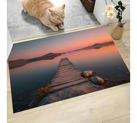 CAEITLRSO Dirt Trapper Indoor Door Mat 50x80cm, Healing Scenery, Highly Absorbent, Low Profile, Washable, Non Slip TPR Backing, Front Door, Entryway, bathroom, Lake Boat Sunset